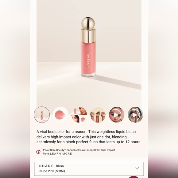 Rare Beauty Soft Pinch Liquid Blush - Bliss Nude Pink - Picture 2 of 3